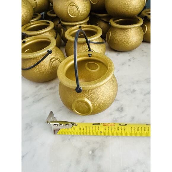 30 Gold 3.5” Cauldrons St Patrick's Day Decoration Party Pot of Gold Rainbow - Picture 7 of 7